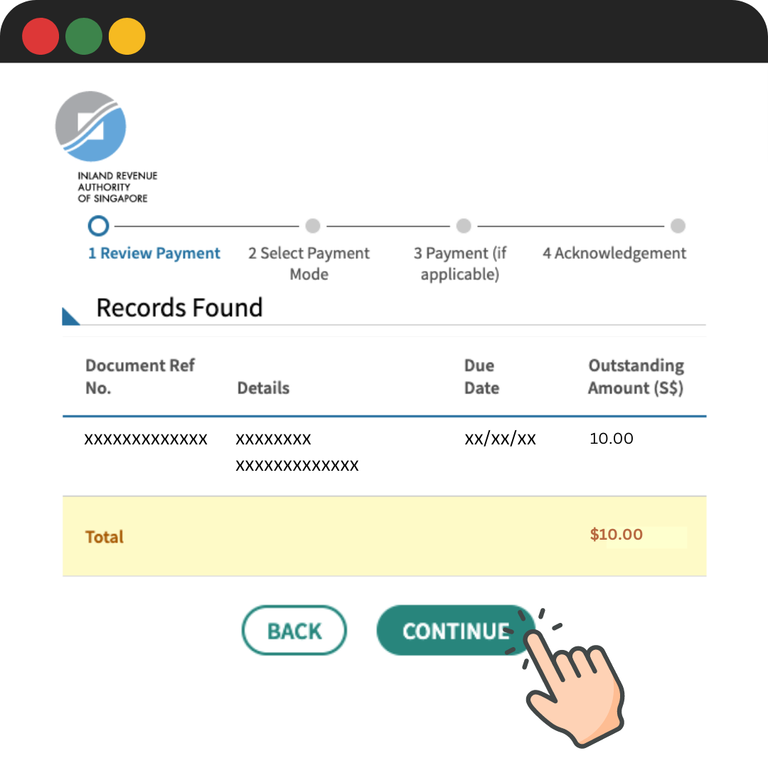 Pay Stamp Duty review payment page Review Payment page showing stamp duty record with document reference number