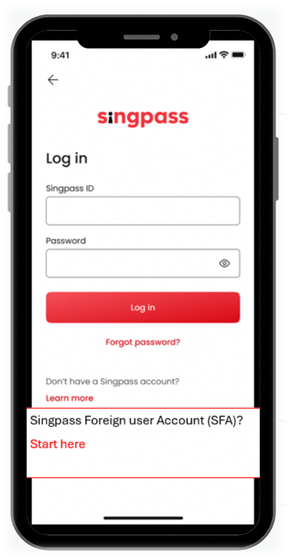 Singpass mobile app login